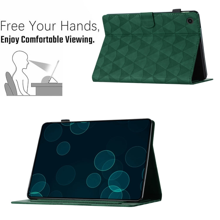 For Samsung Galaxy Tab A11+ / A9+ Diamond Texture Embossed Leather Smart Tablet Case(Green) by bashfashion