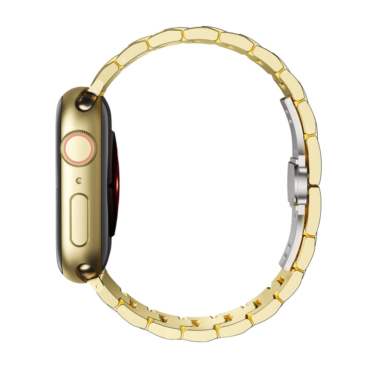 For Apple Watch Series 2 42mm Butterfly Buckle 5-Beads Metal Watch Band(Silver White) by bashfashion