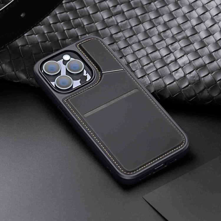 For iPhone 15 Pro DUX DUCIS Rafi II Series MagSafe Magnetic Holder RFID Phone Case(Black) by DUX DUCIS