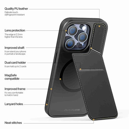 For iPhone 15 Pro DUX DUCIS Rafi II Series MagSafe Magnetic Holder RFID Phone Case(Black) by DUX DUCIS