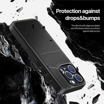 For iPhone 15 Pro DUX DUCIS Rafi II Series MagSafe Magnetic Holder RFID Phone Case(Black) by DUX DUCIS