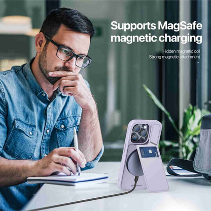 For iPhone 13 Pro DUX DUCIS Rafi II Series MagSafe Magnetic Holder RFID Phone Case(Purple) by DUX DUCIS