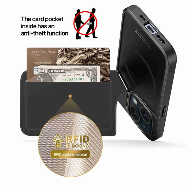 For iPhone 14 / 13 DUX DUCIS Rafi II Series MagSafe Magnetic Holder RFID Phone Case(Black) by DUX DUCIS