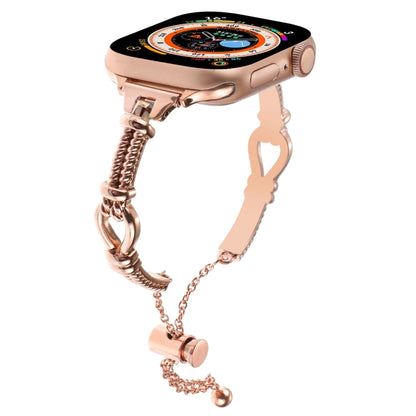 For Apple Watch SE 2022 44mm Twist Metal Bracelet Chain Watch Band(Rose Gold) by bashfashion