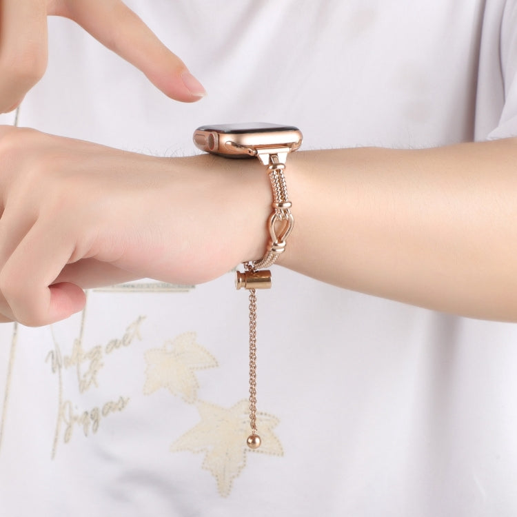 For Apple Watch SE 2022 44mm Twist Metal Bracelet Chain Watch Band(Rose Gold) by bashfashion