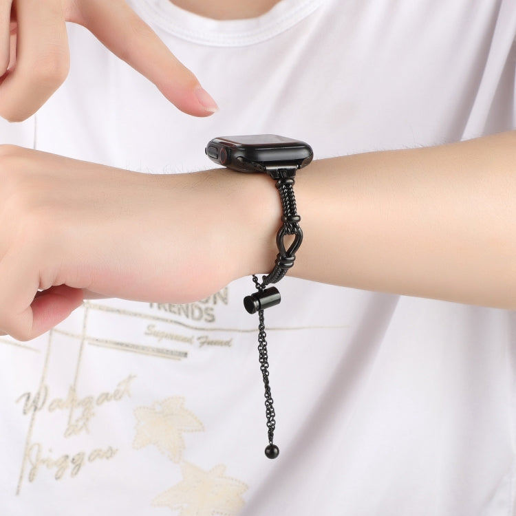 For Apple Watch Series 6 40mm Twist Metal Bracelet Chain Watch Band(Black) by bashfashion