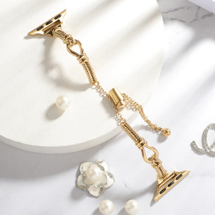 For Apple Watch Series 2 38mm Twist Metal Bracelet Chain Watch Band(Gold) by bashfashion