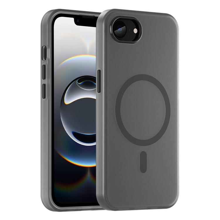 For iPhone 16e MagSafe Frosted Translucent TPU + PC Full Coverage Phone Case(Black) by bashfashion