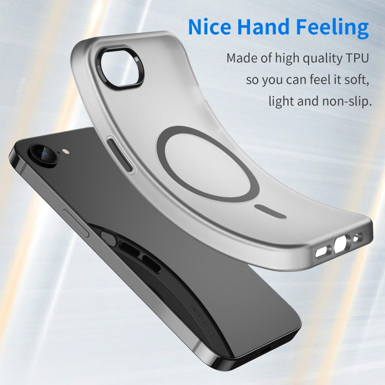 For iPhone 16e MagSafe Frosted Translucent TPU + PC Full Coverage Phone Case(Black) by bashfashion