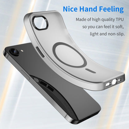 For iPhone 16e MagSafe Frosted Translucent TPU + PC Full Coverage Phone Case(Black) by bashfashion