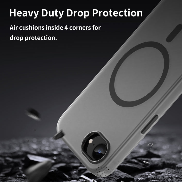 For iPhone 16e MagSafe Frosted Translucent TPU + PC Full Coverage Phone Case(Black) by bashfashion