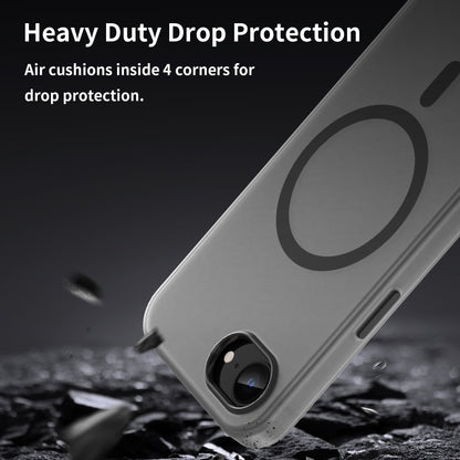 For iPhone 16e MagSafe Frosted Translucent TPU + PC Full Coverage Phone Case(Black) by bashfashion