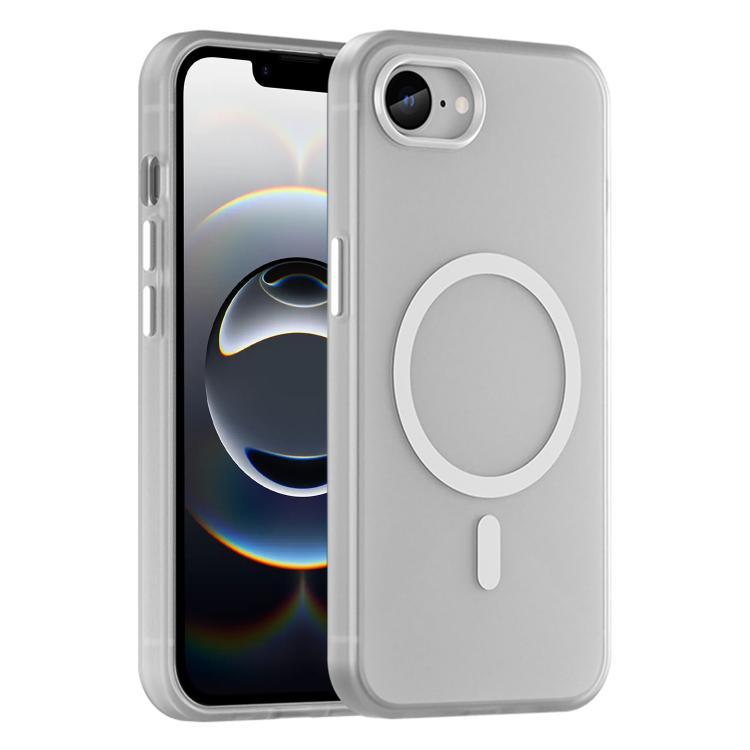 For iPhone 16e MagSafe Frosted Translucent TPU + PC Full Coverage Phone Case(White) by bashfashion