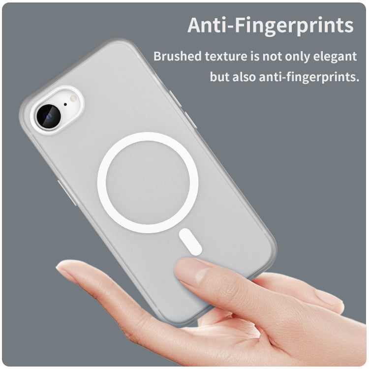 For iPhone 16e MagSafe Frosted Translucent TPU + PC Full Coverage Phone Case(White) by bashfashion