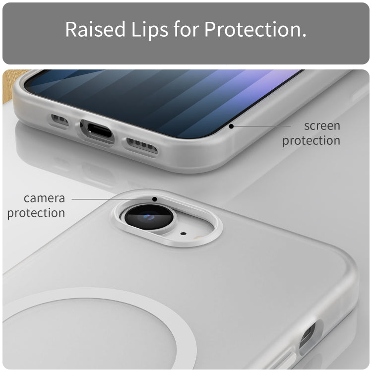 For iPhone 16e MagSafe Frosted Translucent TPU + PC Full Coverage Phone Case(White) by bashfashion