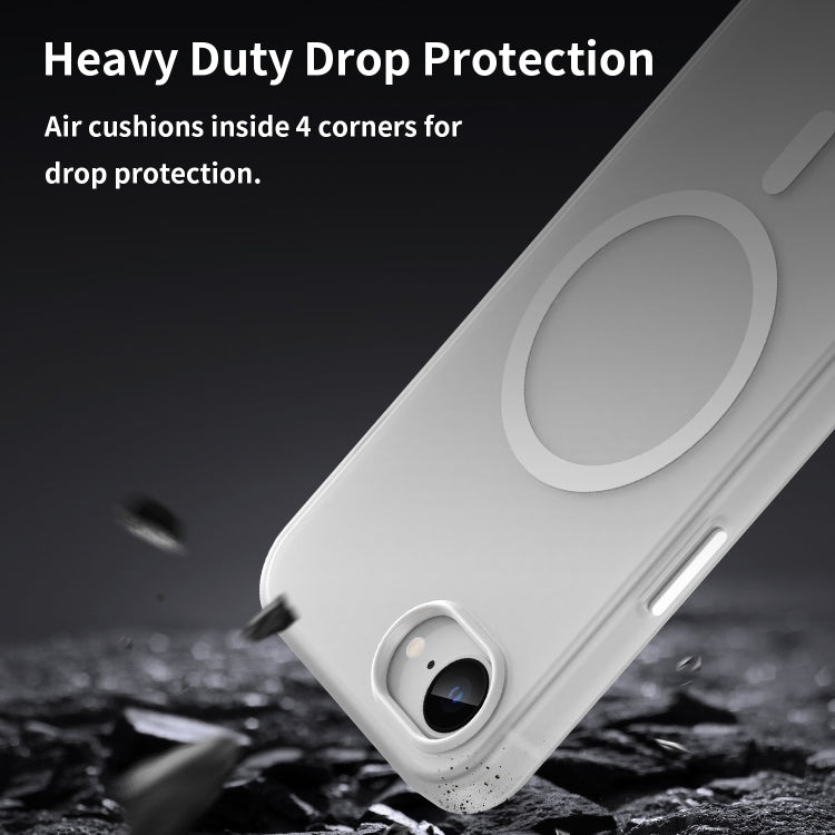 For iPhone 16e MagSafe Frosted Translucent TPU + PC Full Coverage Phone Case(White) by bashfashion