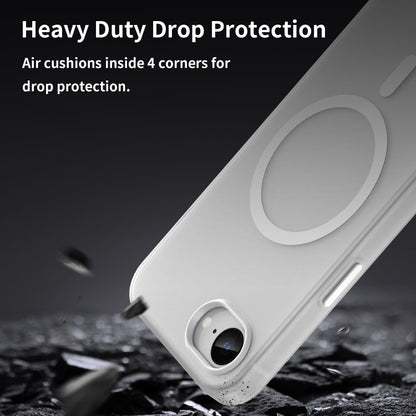 For iPhone 16e MagSafe Frosted Translucent TPU + PC Full Coverage Phone Case(White) by bashfashion