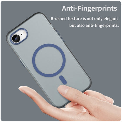 For iPhone 16e MagSafe Frosted Translucent TPU + PC Full Coverage Phone Case(Dark Blue) by bashfashion