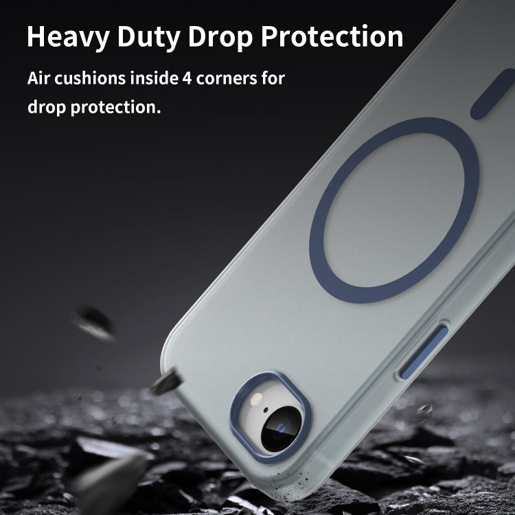 For iPhone 16e MagSafe Frosted Translucent TPU + PC Full Coverage Phone Case(Dark Blue) by bashfashion