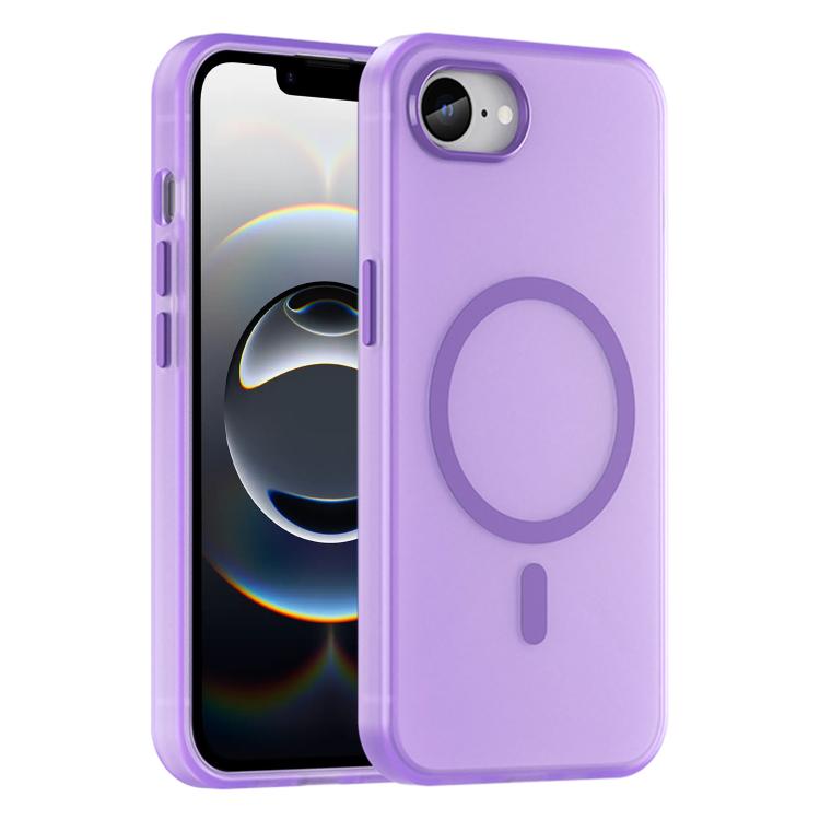 For iPhone 16e MagSafe Frosted Translucent TPU + PC Full Coverage Phone Case(Dark Purple) by bashfashion