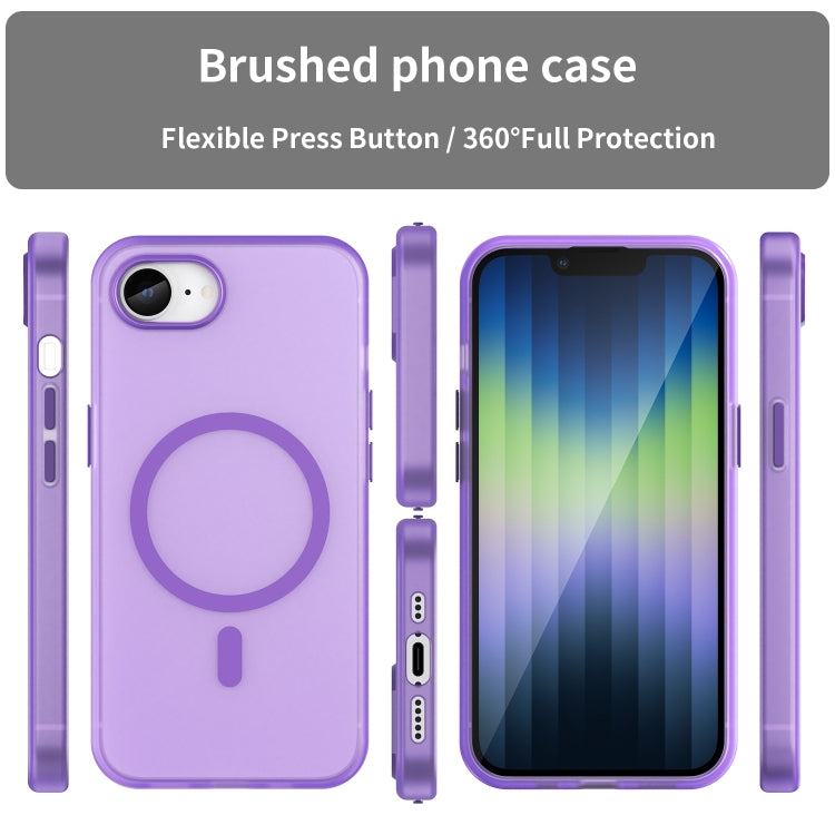 For iPhone 16e MagSafe Frosted Translucent TPU + PC Full Coverage Phone Case(Dark Purple) by bashfashion