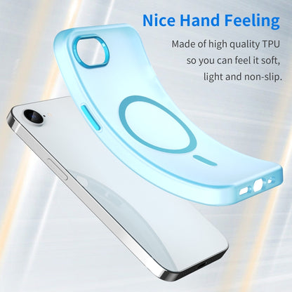 For iPhone 16e MagSafe Frosted Translucent TPU + PC Full Coverage Phone Case(Blue) by bashfashion