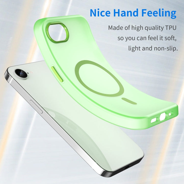 For iPhone 16e MagSafe Frosted Translucent TPU + PC Full Coverage Phone Case(Green) by bashfashion