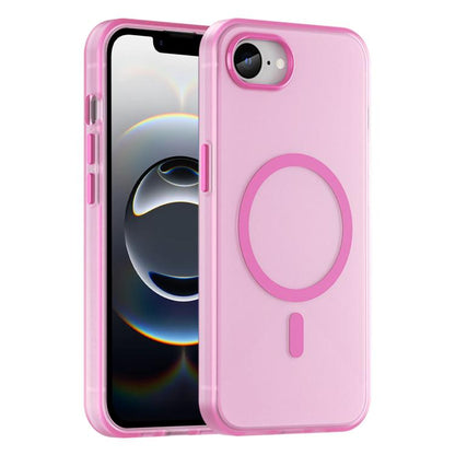 For iPhone 16e MagSafe Frosted Translucent TPU + PC Full Coverage Phone Case(Pink) by bashfashion