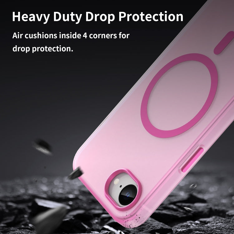 For iPhone 16e MagSafe Frosted Translucent TPU + PC Full Coverage Phone Case(Pink) by bashfashion