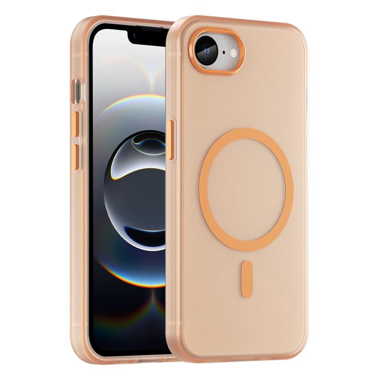 For iPhone 16e MagSafe Frosted Translucent TPU + PC Full Coverage Phone Case(Orange) by bashfashion