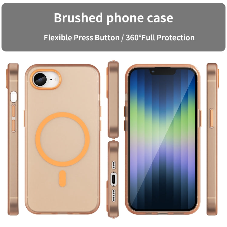 For iPhone 16e MagSafe Frosted Translucent TPU + PC Full Coverage Phone Case(Orange) by bashfashion