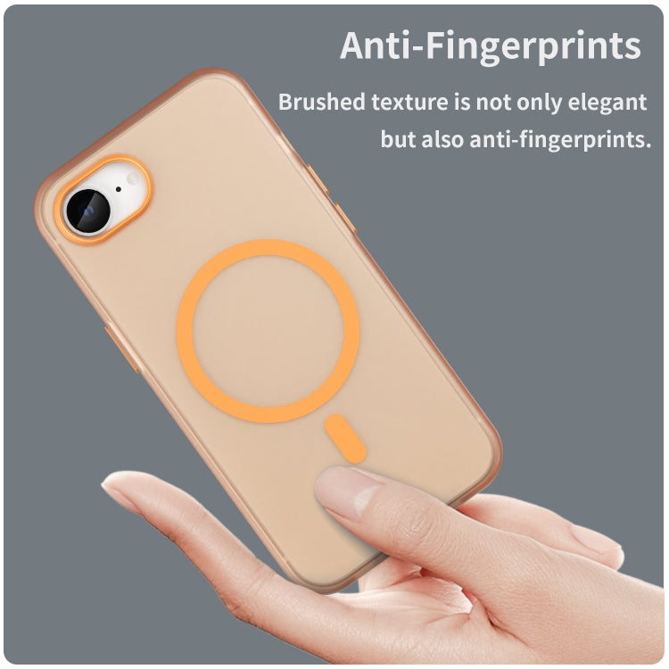 For iPhone 16e MagSafe Frosted Translucent TPU + PC Full Coverage Phone Case(Orange) by bashfashion