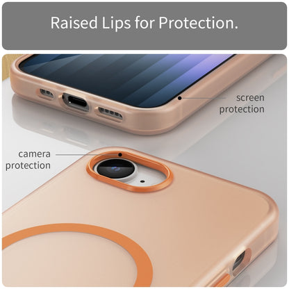 For iPhone 16e MagSafe Frosted Translucent TPU + PC Full Coverage Phone Case(Orange) by bashfashion