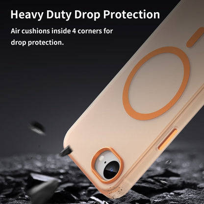 For iPhone 16e MagSafe Frosted Translucent TPU + PC Full Coverage Phone Case(Orange) by bashfashion