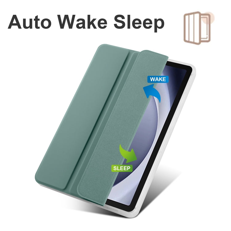 For Samsung Galaxy Tab A9+ X210 3-fold Clear Honeycomb TPU Leather Tablet Case with Pen Slot(Dark Green) by bashfashion