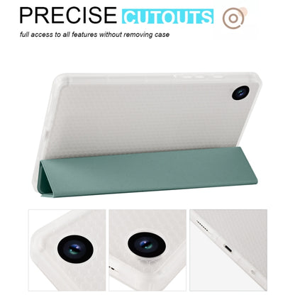 For Samsung Galaxy Tab A9+ X210 3-fold Clear Honeycomb TPU Leather Tablet Case with Pen Slot(Dark Green) by bashfashion