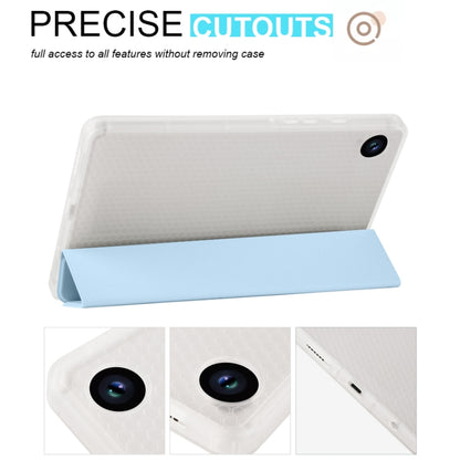 For Samsung Galaxy Tab A9+ X210 3-fold Clear Honeycomb TPU Leather Tablet Case with Pen Slot(Ice Blue) by bashfashion