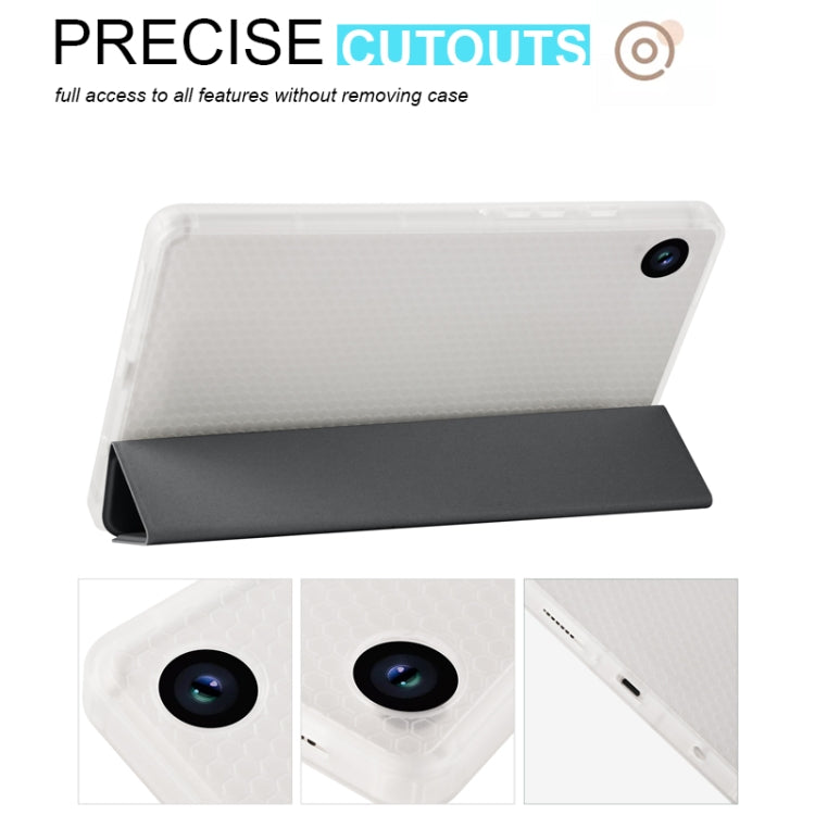 For Samsung Galaxy Tab A9+ X210 3-fold Clear Honeycomb TPU Leather Tablet Case with Pen Slot(Black) by bashfashion