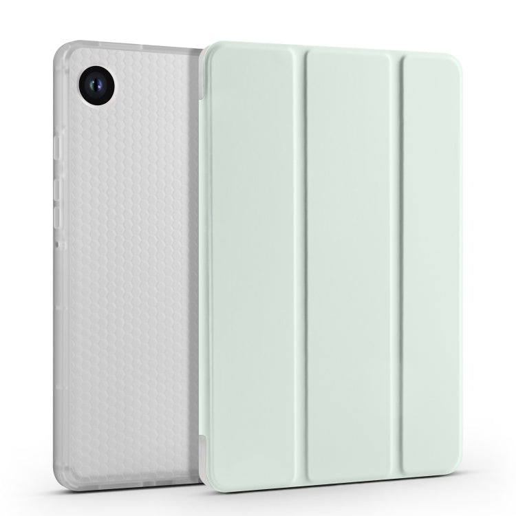 For Samsung Galaxy Tab A9+ X210 3-fold Clear Honeycomb TPU Leather Tablet Case with Pen Slot(Light Green) by bashfashion