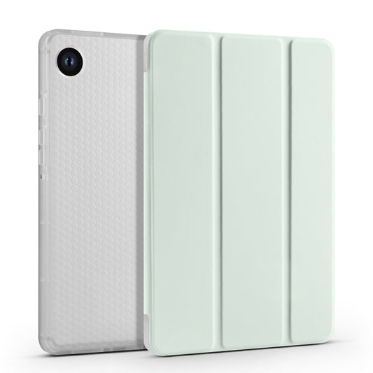 For Samsung Galaxy Tab A9+ X210 3-fold Clear Honeycomb TPU Leather Tablet Case with Pen Slot(Light Green) by bashfashion
