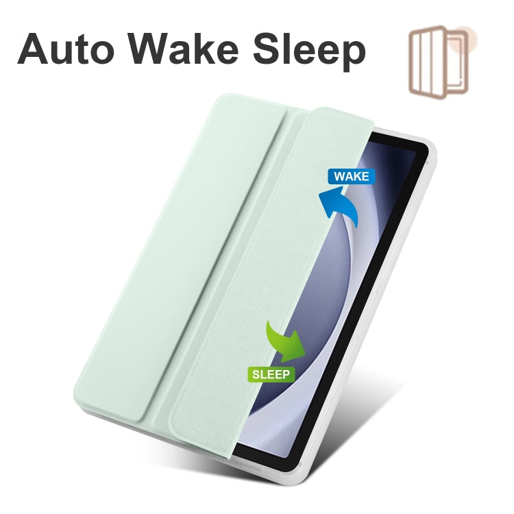 For Samsung Galaxy Tab A9+ X210 3-fold Clear Honeycomb TPU Leather Tablet Case with Pen Slot(Light Green) by bashfashion