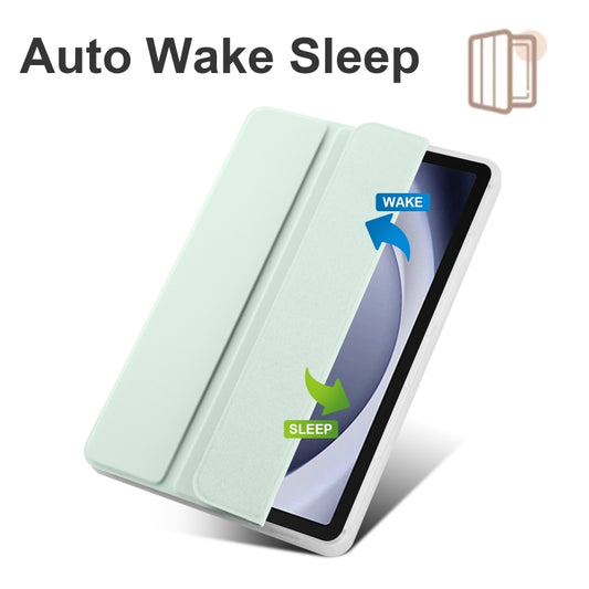 For Samsung Galaxy Tab A9+ X210 3-fold Clear Honeycomb TPU Leather Tablet Case with Pen Slot(Light Green) by bashfashion