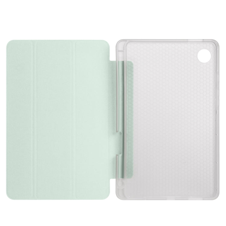 For Samsung Galaxy Tab A9+ X210 3-fold Clear Honeycomb TPU Leather Tablet Case with Pen Slot(Light Green) by bashfashion