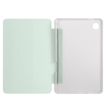For Samsung Galaxy Tab A9+ X210 3-fold Clear Honeycomb TPU Leather Tablet Case with Pen Slot(Light Green) by bashfashion