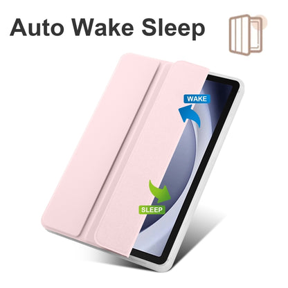 For Samsung Galaxy Tab A9+ X210 3-fold Clear Honeycomb TPU Leather Tablet Case with Pen Slot(Sand Pink) by bashfashion