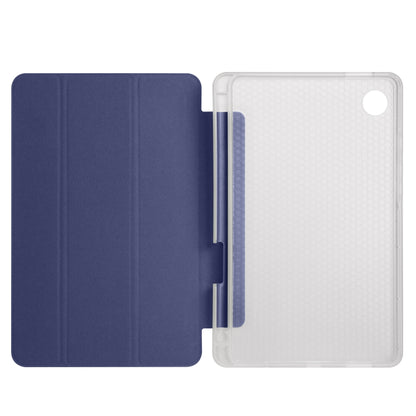 For Samsung Galaxy Tab A9+ X210 3-fold Clear Honeycomb TPU Leather Tablet Case with Pen Slot(Dark Blue) by bashfashion