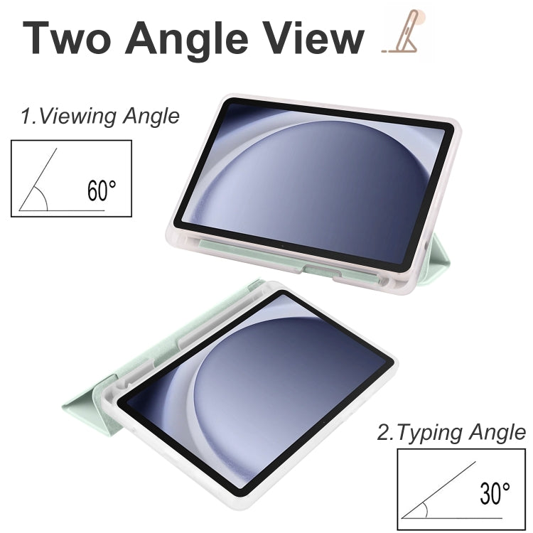 For Samsung Galaxy Tab A9+ X210 3-fold Clear Honeycomb TPU Leather Tablet Case with Pen Slot(Dark Blue) by bashfashion