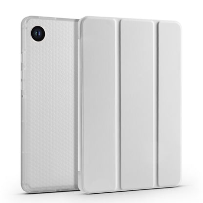 For Samsung Galaxy Tab A9+ X210 3-fold Clear Honeycomb TPU Leather Tablet Case with Pen Slot(Grey) by bashfashion