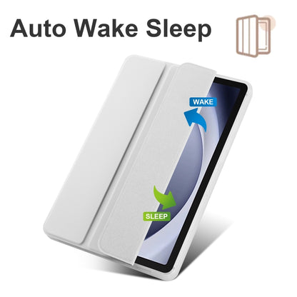 For Samsung Galaxy Tab A9+ X210 3-fold Clear Honeycomb TPU Leather Tablet Case with Pen Slot(Grey) by bashfashion