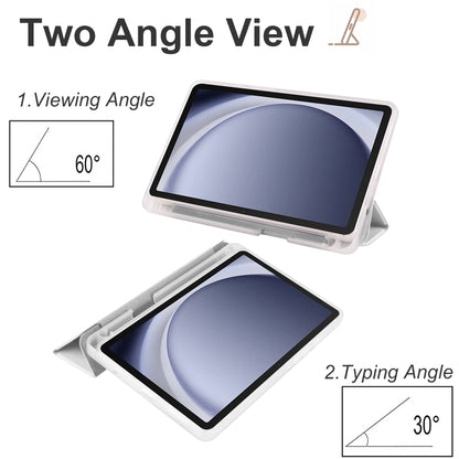 For Samsung Galaxy Tab A9+ X210 3-fold Clear Honeycomb TPU Leather Tablet Case with Pen Slot(Grey) by bashfashion